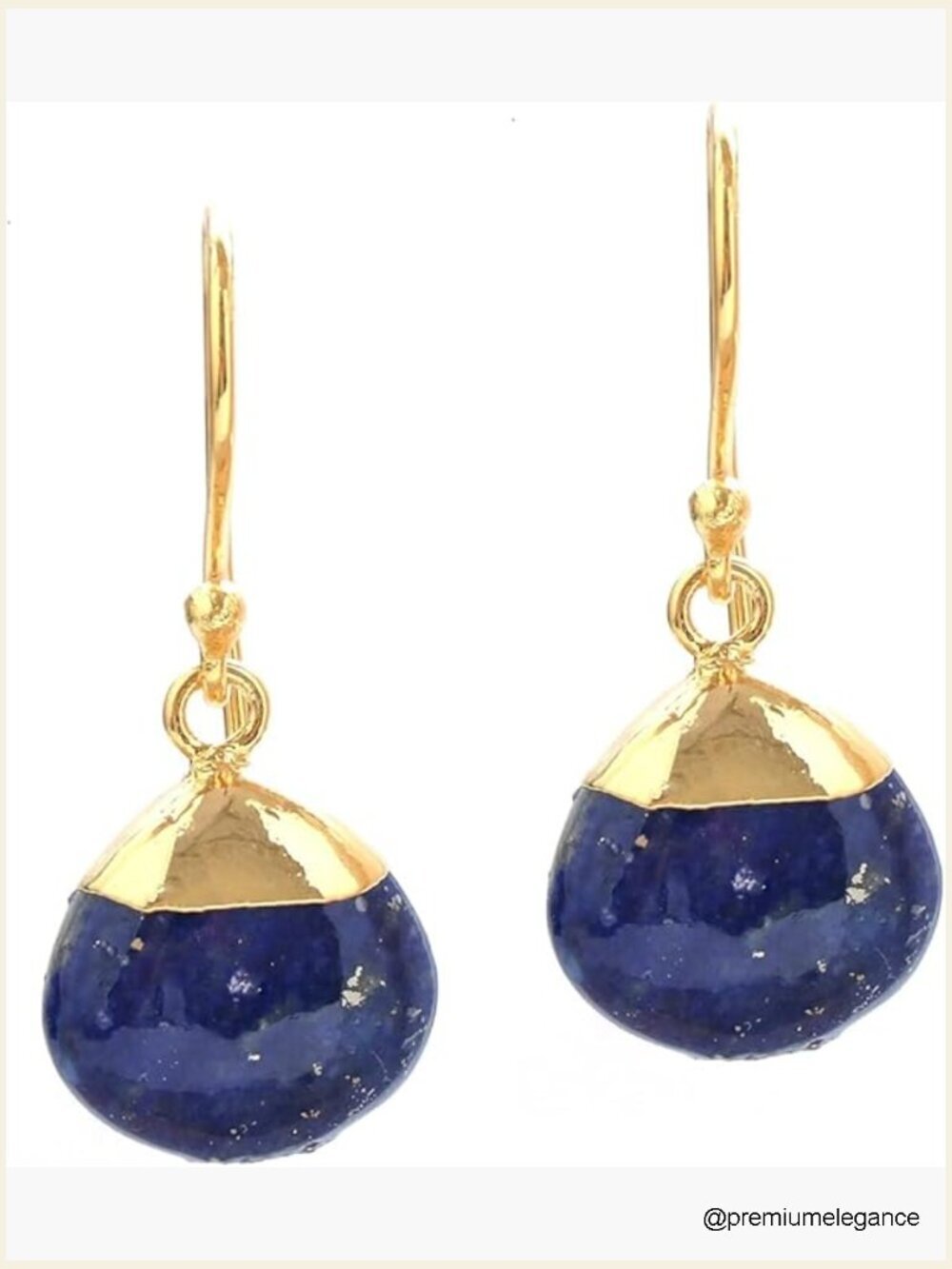 Natural Pear Cabochon Hook Earrings, Gold Plated, September Birthstone, Dangle